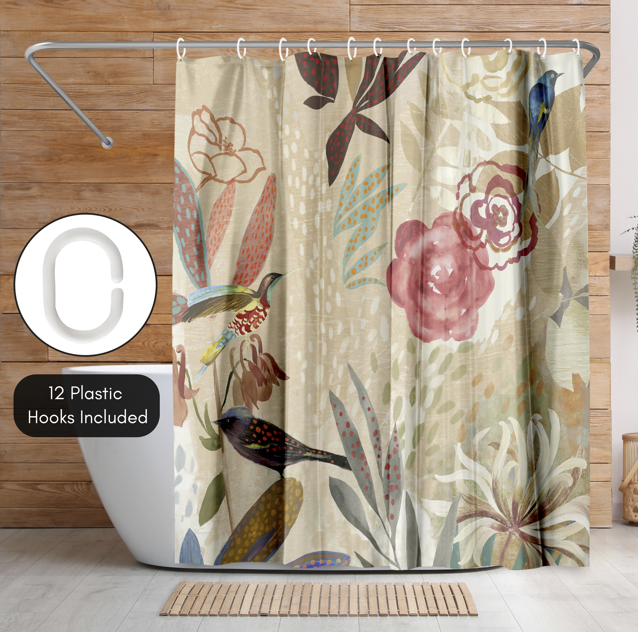 Americanflat 71" x 74" Shower Curtain, Where The Passion Flower Grows Ii by PI Creative Art
