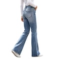 thumbnail image 6 of YuXingFu Linen Pants Women Tall Fashion Women Casual High Waist Pocket Solid Denim Comfortable Denim Jeans Light Blue S, 6 of 7