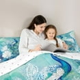 thumbnail image 5 of jejeloiu Bohemian Peacock Bedding Comforter Set,Vinatge Floral Flowers Twin Comforter Sets,White Cyan Bedding Set For Teens,Super Cozy Room Decor Reversible,2-Piece, 5 of 8