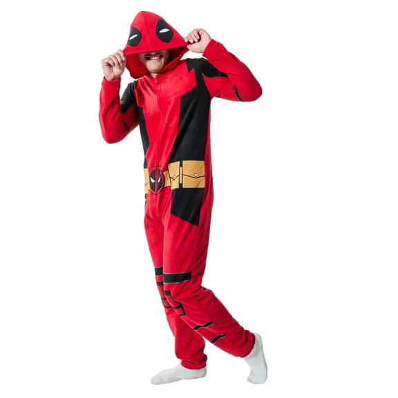 Deadpool Superhero Costume Unisex Hooded Onesie Union Suit-Medium