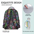 thumbnail image 5 of Mushroom and Psychedelic Black Pattern Backpack for School, Cute School Bag with Adjustable Shoulder Straps and Padded Back, 15.3"x11"x7.1", 5 of 5