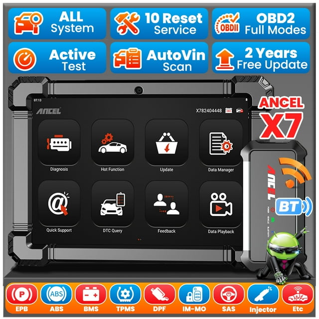Ancel X7 OBD2 Scanner Système Complet TPMS Batterie IM-MO Outil de Diagnostic Automobile