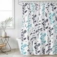 thumbnail image 6 of Aqua Grey Botanical Shower Curtain Set - 48" x 72" Washable Bathtub Curtain with 12 Hooks, Watercolor Spring Floral Summer Leaf Waterproof Fabric Stall Shower Curtains for Bathroom/Bathtub Décor, 6 of 6