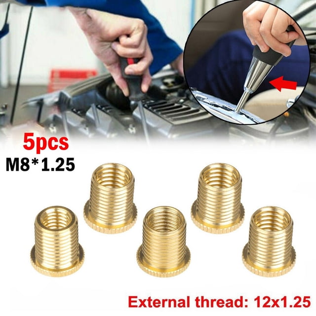 5Pc Gear Shift Knob Thread Adapter Nut Insert Kit M10x1.25 M10x1.5 M8x1.25