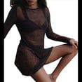 thumbnail image 3 of Vestido Mini de Punto con Mangas Largas y Espalda Descubierta para Mujer Negro S, 3 of 8