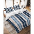 thumbnail image 3 of Blue Beige Striped Duvet Cover Queen Size, Modern Stripes Art Farmhouse Comforter Cover with Zipper Closure, 3 Piece Bedding Sets 1 Duvet Cover 90x92 Inches and 2 Pillow Shams, 3 of 9