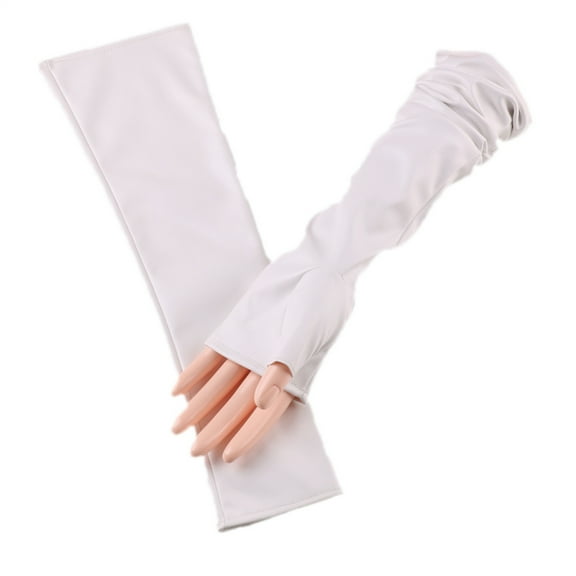 RUISINERY Wedding Leather Gloves Proms White Gloves Long Gloves for Operas Women Lady Proms Costume Accessories