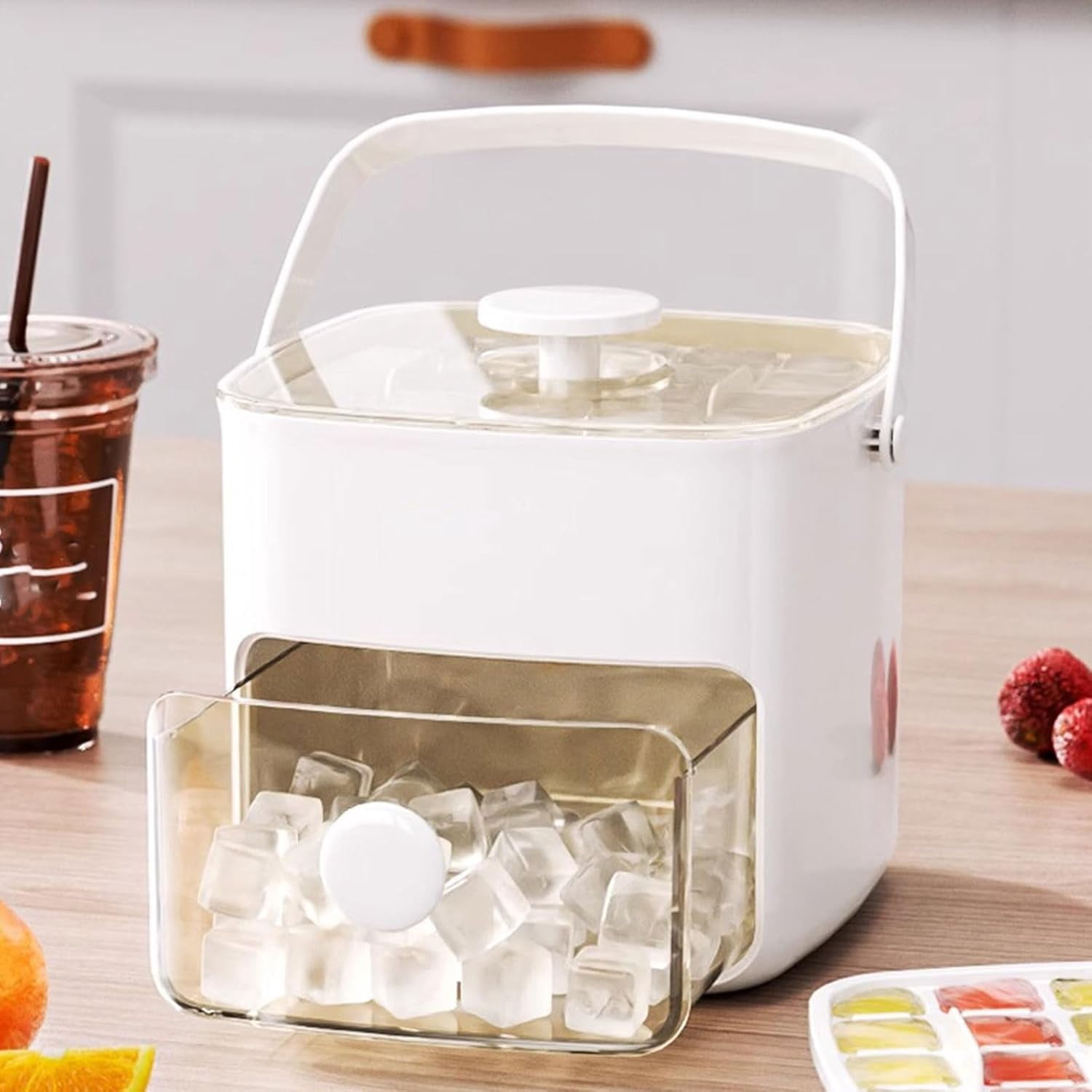 Generic 48 Grid Ice Cube Tray with Lid Bin Press-Type for Drink Chill