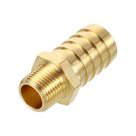 1 Pack Brass Hose Barb to NPT Male Adapter, 3/4" Barb x 3/8" NPT Male for Automotive, Fluid Transfer, Gardening, Water Treatment