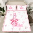 thumbnail image 2 of Feelyou Princess Initial Letter Queen Sheet Sets, Bowknot Monogrammed L Flat Sheet, Kawaii Cartoon Bow Queen Fitted Sheet, Luxury Bedroom Decor, 4pcs, 2 of 7