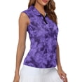 thumbnail image 4 of Whosucclay Purple High-End Damask Pattern Golf Shirt for Women Breathable Half Zip Neck Stretchy Womens Golf Shirt XS - 2XL, 4 of 7
