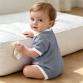 thumbnail image 6 of biudgviw Baby Boy Girl Clothes Short Sleeve Newborn Infant Bodysuit Color Block Casual Round Neck Onesies Rompers Summer Outfits(Blue,3-6 Months), 6 of 6