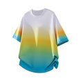 thumbnail image 2 of Mens Casual Short Sleeve T-Shirts Ombre Gradient Crew Neck Oversized Tee Summer Lightweight Breathable Ice Silk Shirts Streetwear Fashion Loose Fit Beach Tops for Leisure Daily Wear, 2 of 5