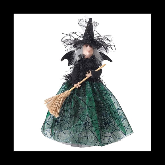 DecoracióN de de Halloween MuñEca de de 11 Pulgadas Velo de Halloween MuñEca de Sombrero de y Escoba de Verde