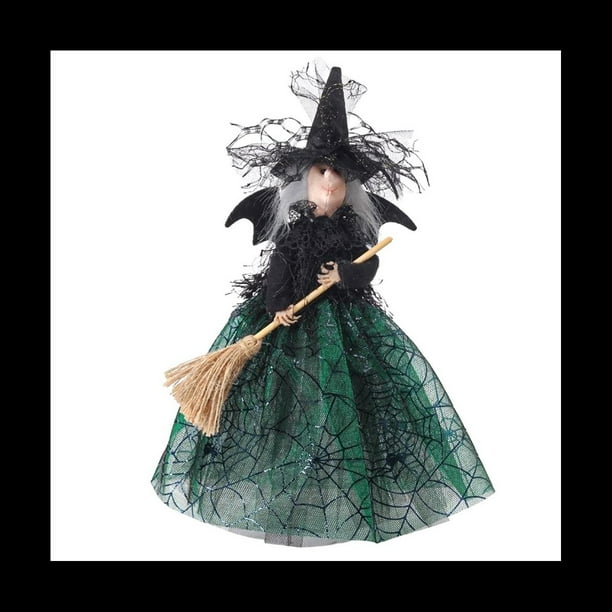 DecoracióN de de Halloween MuñEca de de 11 Pulgadas Velo de Halloween MuñEca de Sombrero de y Escoba de Verde