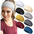 thumbnail image 5 of Una venda ancha elástica del verano de la venda del pelo de la yoga de la venda del pelo del algodón del deporte de la venda de las mujeres grises, 5 of 5