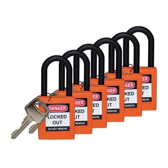 Brady Lockout Padlock,KA,Orange,1-3/4"H,PK6 123346