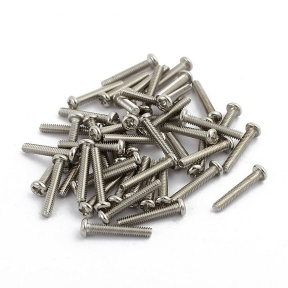 50Pcs M2 x 12mm Stainless Steel Pan Head  Machine Screw Bolts