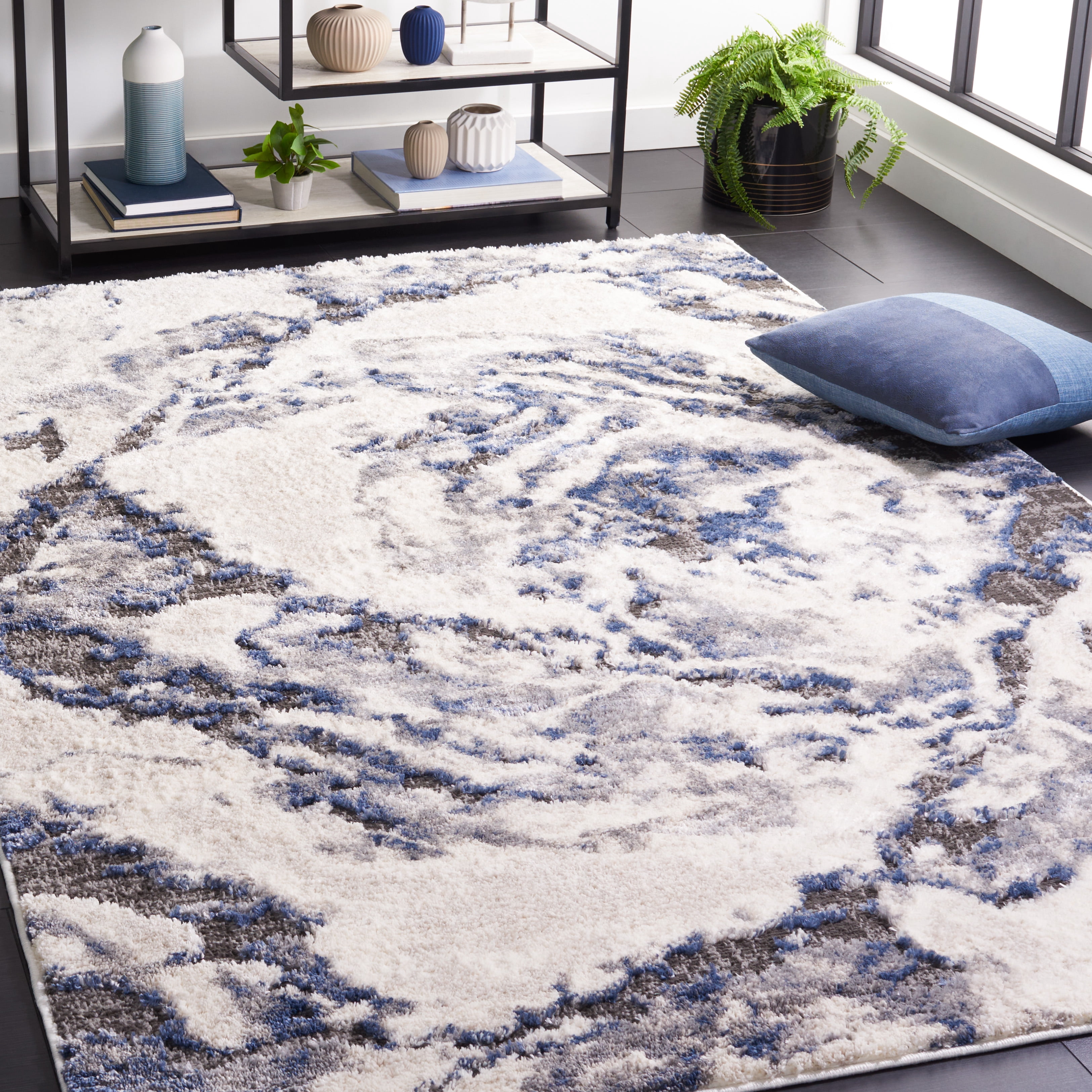 SAFAVIEH Petra Carmella Abstract Area Rug, Ivory/Blue, 8' x 10'