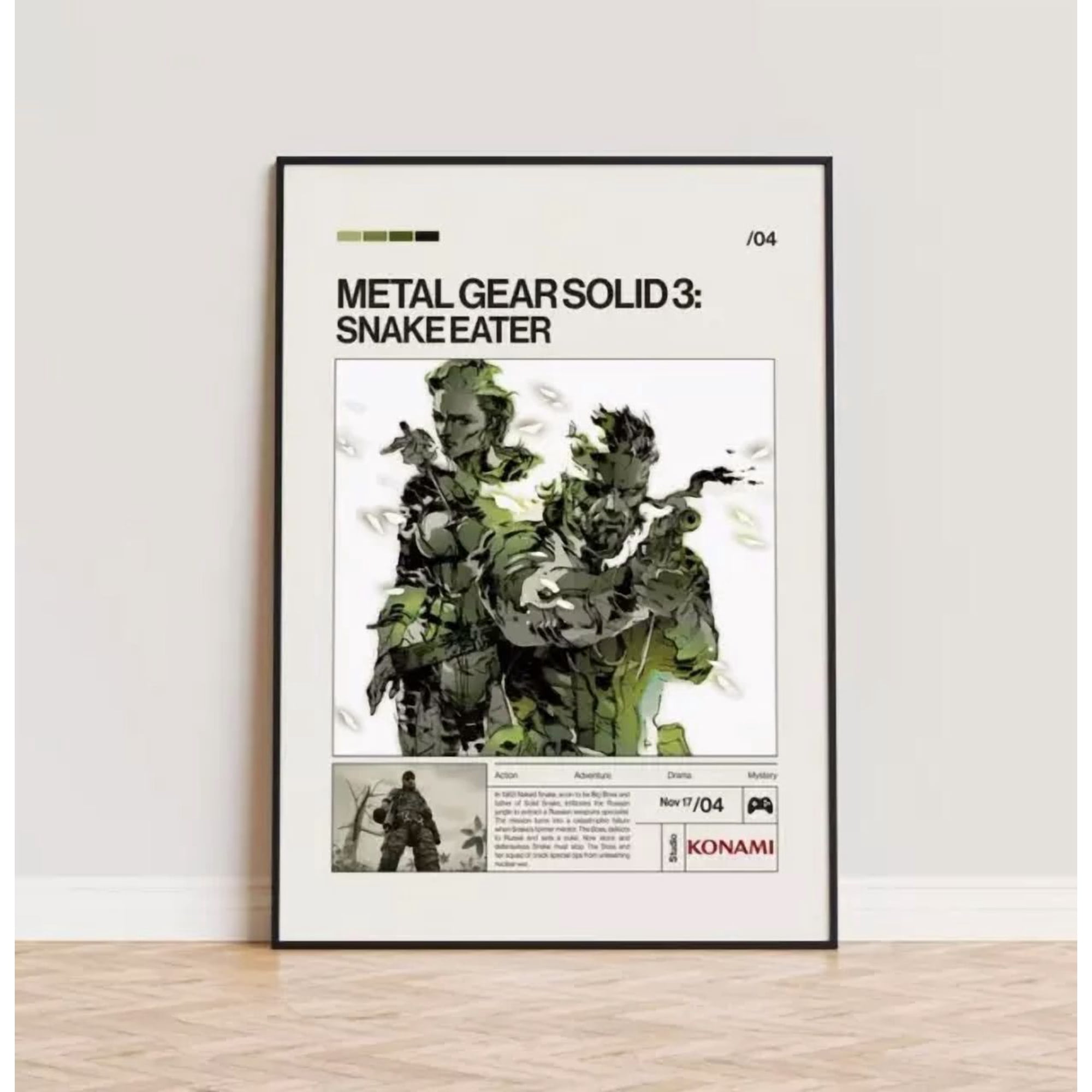 Metal Gear Solid 3 Snake Eater Poster Video Game Poster Minimalist Game POSTER Home Decor Vintage Art Print Haging Poster Cute Birthday Gift Wall Art