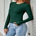 thumbnail image 4 of Womens Ribbed Long Sleeve Crewneck Shirts Fitted Sweaters Slim Fit Basic Casual Tops S/M/L/XL, 4 of 9