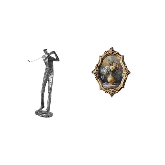Elodie Golfing Figurine Resin Art Picture Frame Modern Golfer Sculpture Vintage Design Photo Holder Shelf Decoration for Office Bedroom Gallery