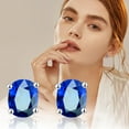 thumbnail image 2 of Pgeraug Dark Blue Diamond Round Stud Earrings for Women, 2 of 4