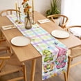 thumbnail image 3 of Table Runner 72 Inches Long for Kitchen Dining, Watercolor Floral Gnomes Dresser Scarf Farmhouse, Dining Table Decorations for Wedding/Parties, Spring Flowers Butterflies Grid 14 x 72 In, 3 of 8