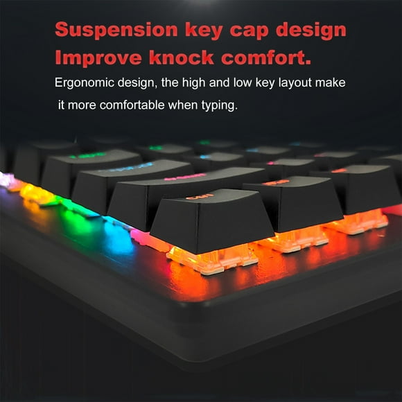 104 Keys Mechanical Gaming Keyboard, with Rainbow Backlit, FN Shortcuts, K104 Keyboard, Color Switch. USB Wired Keyboard for and Mac