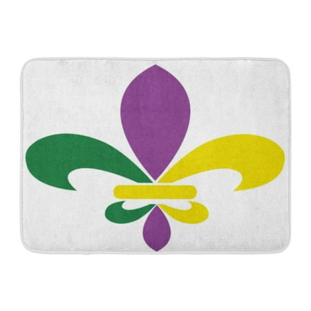 Fleur De Lis Bath Fixture GODPOK Yellow Celebration Green Bead of Mardi Gras Fleur De Lis Purple Carnival Day Rug Doormat Bath Mat 23.6x15.7 inch ()