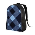 thumbnail image 3 of Single Side Full Backpack 16.1×11.8×4.5in Large Capacity Breathable Shoulder Belt Leisure Simple And Strong Bearing Capacity Argyle Plaid Blue_3, 3 of 8