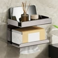 thumbnail image 1 of Wall Mounted Toilet Paper Box, Non-Perforated Storage Rack with Mobile Phone Holder, Stainless Steel Material, Waterproof Rustproof, Easy Installation with Adhesive, Suitable for Bathroom, 1 of 6
