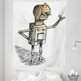 thumbnail image 1 of Humor Tapestry, Hand Drawn Theme of Robot Sketch Humor Character Illustration, Fabric Wall Hanging Decor for Bedroom Living Room Dorm, 5 Sizes, Pale Orange Black Grey, by Ambesonne, 1 of 1