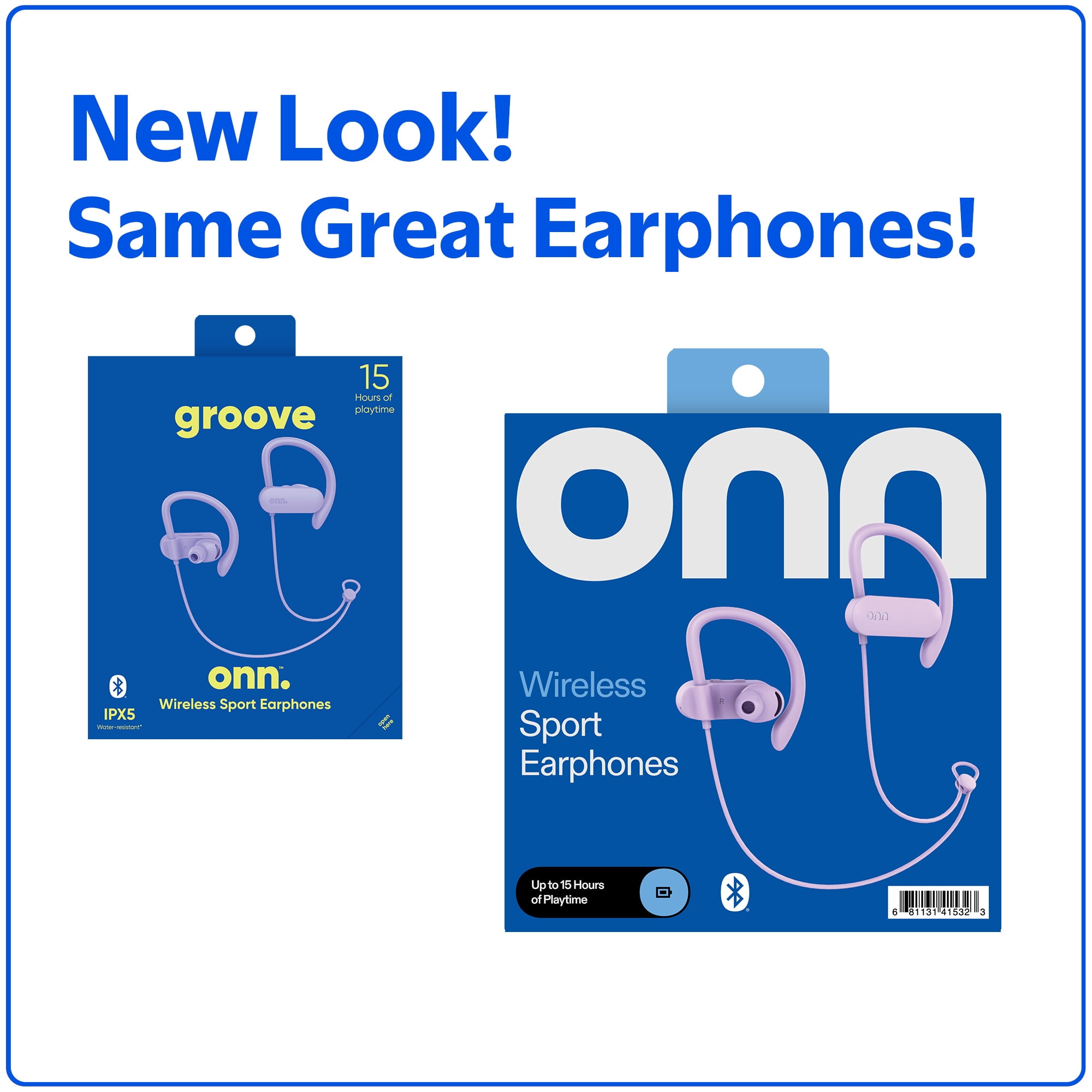 onn Wireless Sport Earphones Built-In Microphone, Bluetooth In-Ear Earbuds, Purple