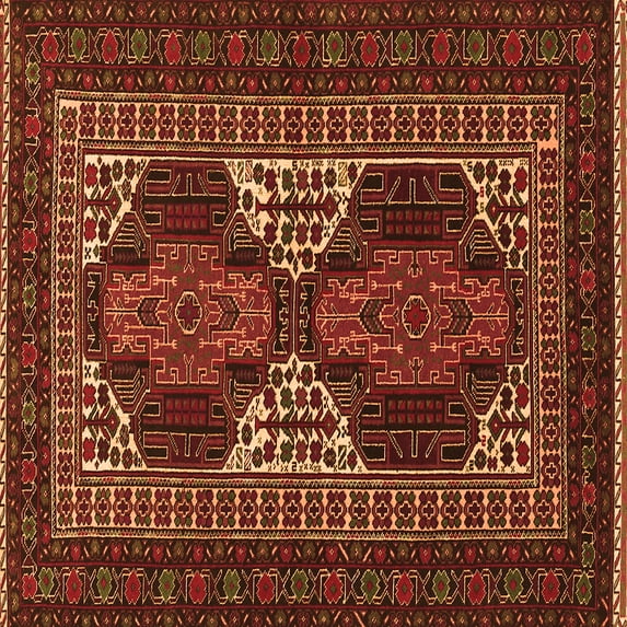 Ahgly Company Indoor Square Persian Orange Traditional Area Rugs, 3' Square