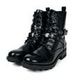 thumbnail image 6 of Women Black Work Boots Lace up Mid-Calf Combat Booties Motorcycle Punk Buckle Shoes Side Zipper 7.5, 6 of 6