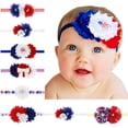 thumbnail image 1 of FAFWYP 1Pcs 4th of July Newborn Headbands and Bows Baby Girl Patriotic Flower Hair Band Accessories Independence Day Headwear, 1 of 8