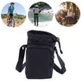 thumbnail image 4 of Water Bottle Holder with Strap Adjustable Strap Crossbody Water Bottle Bag with Front Pocket Drawstring Water Bottle Carrier for Hiking Camping (Black), 4 of 13
