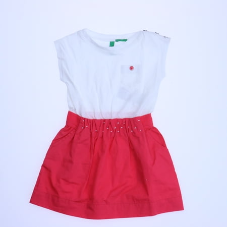 

Pre-owned United Colors Of Benetton Girls White | Coral Dress size: 9-12 Months