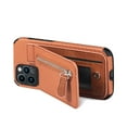 thumbnail image 5 of Dteck iPhone 11 Pro, Protective Magnetic Case with Card Holder Stand Flip PU Leather Zipper Coin Purse Case for iPhone 11 Pro,Brown, 5 of 11