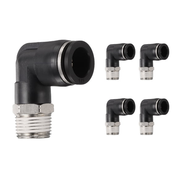 Uxcell 5pcs Push to Connect Fittings 5/32" to NPT1/8 Male Plastic Elbows Fitting White