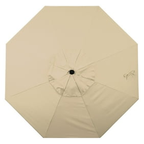 Galtech 9 Ft Teak Wood Suncrylic Patio Umbrella With Crank Lift And Aluminum Market Umbrella With Push Tilt Crank Lift In Sunbrella