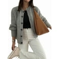thumbnail image 3 of Women'S Casual Long Sleeve Crewneck Button Down Cardigan Sweater Knit Outwear Gray XL, 3 of 7