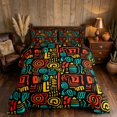 thumbnail image 2 of Manfei Tribal Geometric Full Size Comforter Sets, Multicolor Exotic Style Bedding Comforter Set, Black Reversible 3 Pieces, 1 Comforter and 2 Pillowcases, 2 of 6