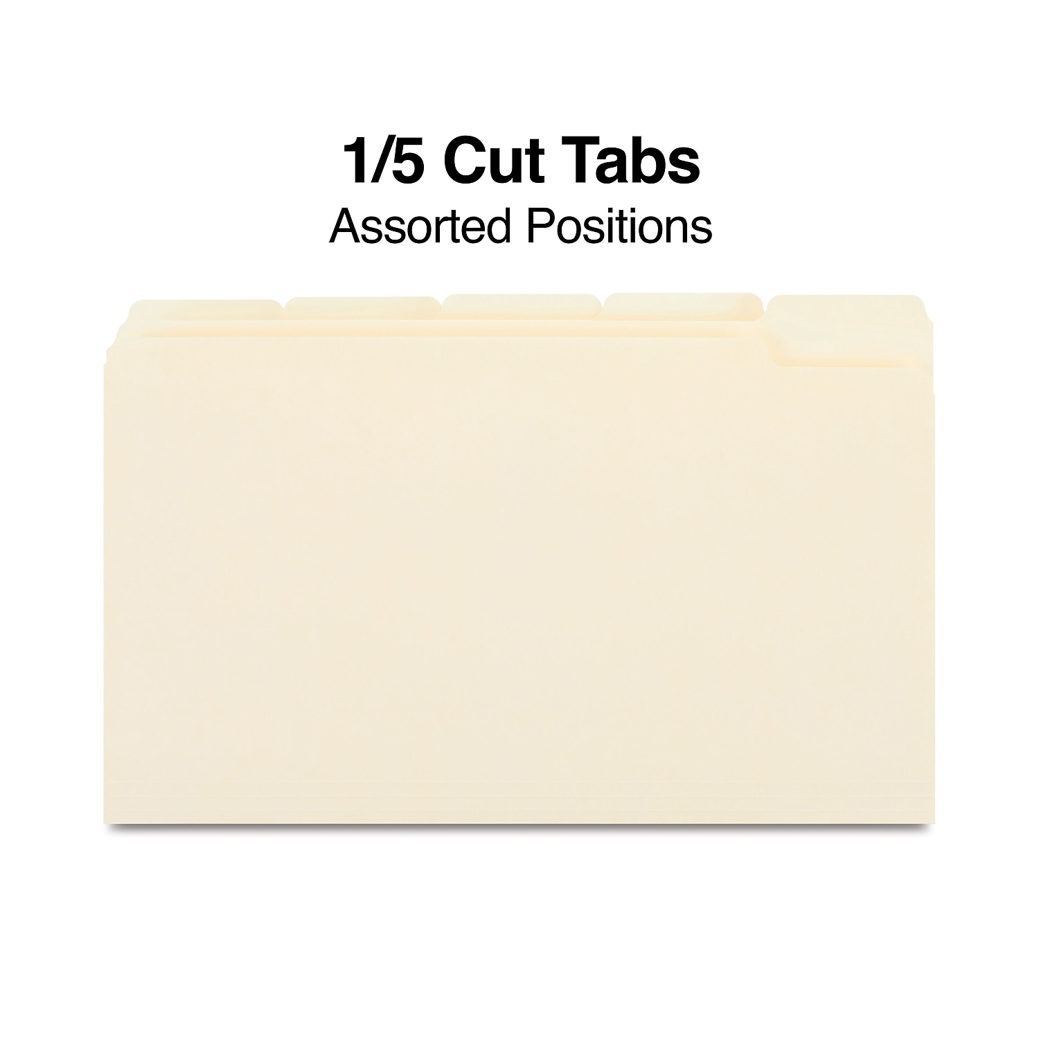 Staples Manila File Folders Legal 5 Tab Assorted Position 100/Box 163378