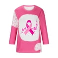 thumbnail image 4 of qelini Breast Cancer Shirts Long Sleeve Casual Pullover Blouse Fall Winter Crewneck Comfy Shirts Loose Casual Print Tops Pink XXXL, 4 of 4