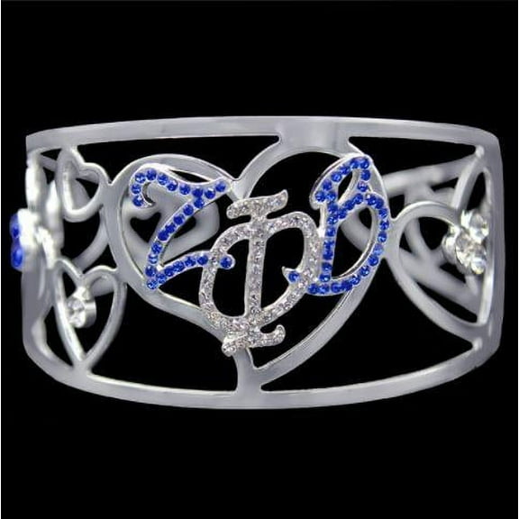 ZPB Color Crystal Filigree Heart Bangle Bracelet