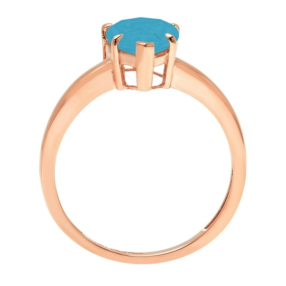 1.5 ct Pear Cut Simulated Turquoise Solitaire Engagement Ring for Women in 18K Rose Gold