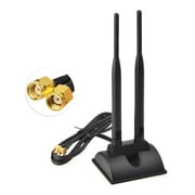 Eightwood Dual WiFi Antenna with RP-SMA Male Connector, 2.4GHz 5GHz Dual Band Antenna Magnetic Base for PCI-E WiFi Network Card USB WiFi Adapter Wireless Router