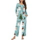 thumbnail image 4 of Puntoco Conjunto de pijama con pantalones largos y cuello en V con estampado navideño para mujer, 4 of 5